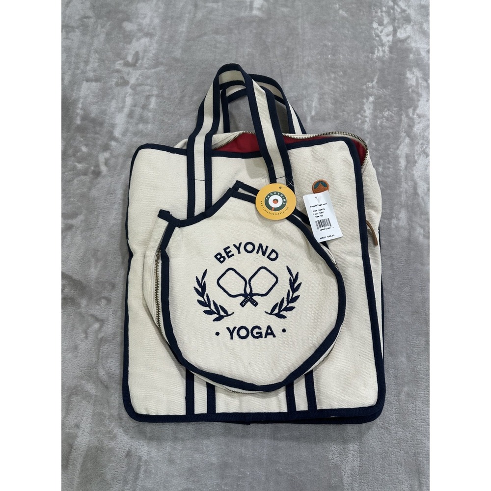 Beyond Yoga Bag Beige & Navy Pickleball Racquetball Tennis‎ New With Tags